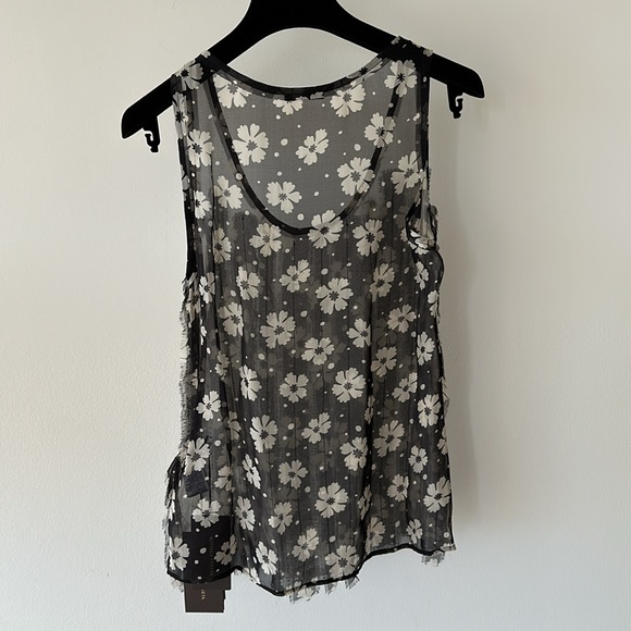 Bottega Veneta Black/Ivory Floral Sheer Sleeveless Too Size 38 - Picture 2 of 6